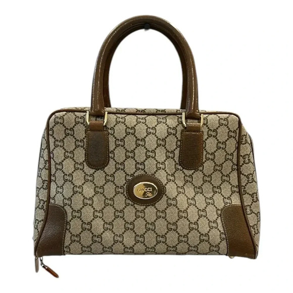 Gucci Handbags - Gucci Plus Gray/Brown VINTAGE 70s Boston Shoulder Handbag Purse GUC